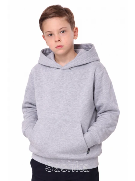 Худі з капюшоном для хлопчика сіре (трикотаж тринитка фліс)